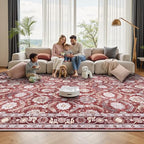 Living Room Rug 6x9, Soft Non Slip Low Pile Washable Rug, Boho Modern Area Rug for Bedroom, Dining Room, Red - color: Red, size: 6' x 9' (Rectangular)