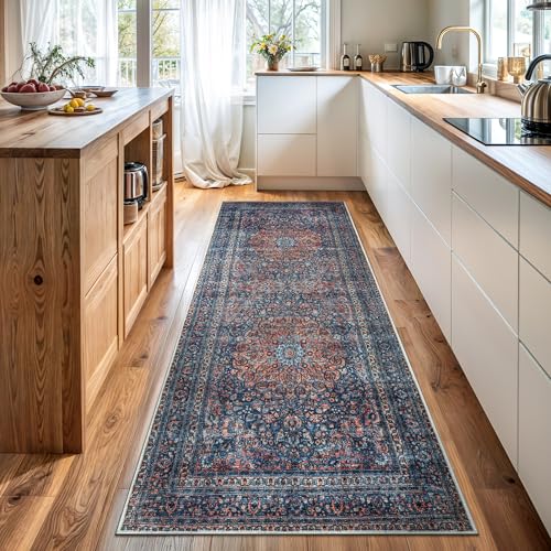 Bloom Rugs Washable Non-Slip 12 ft Runner - Multicolor Traditional Medallion Runner for Entryway, Hallway, Bathroom, and Kitchen - Exact Size: 2.5' x 12' - color: Multi Color, size: 2'6" x 12' (Runner)