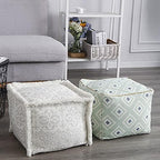 MOCOFO Boho Pouf Cover Unstuffed Square Ottoman Pouf Chair,Home Decor Pouf Cover(White,40x40x30cm)
