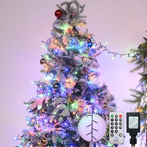 Cluster Lights Christmas 1000 Led Fairy Lights Green Wire 108FT Twinkle Lights with Remote 8 Modes String Lights Timer Plug in Firecracker Fairy Light for Outdoor Valentines Day Decorations,Mixcolor - color: Multicolor, size: 1000 LED