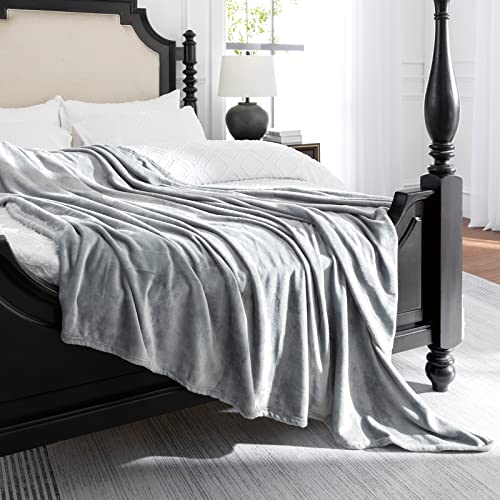 JIAHANNHA Grey Throw Blankets,Fleece Blanket Throw Size 50"×60",Super Soft Cozy Plush Light Grey Blanket for Couch Sofa Bed,Flannel Lightweight Warm Bed Blankets - color: Grey, size: Throw(50"×60")