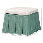 Bali & pari Palm Bohemian Seafoam Green Scallop Rattan Ottoman - color: Seafoam Green