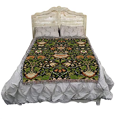 Pure Country Weavers William Morris Lodden Tole Blanket - Arts & Crafts - Gift Tapestry Throw Woven from Cotton - Made in the USA (72x54) - color: Tole, size: Large