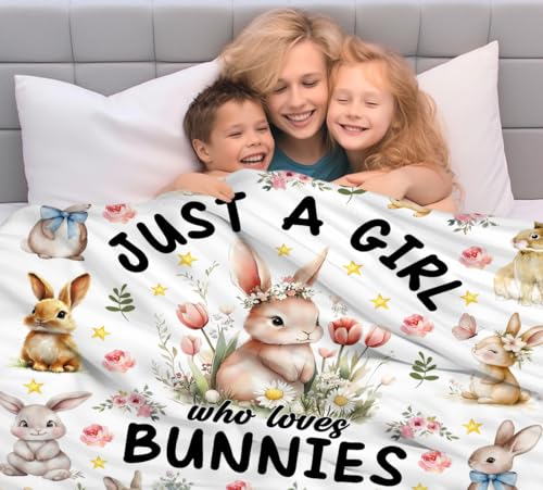 Cute Rabbit Bunny Blanket Lightweight Soft Animal Rabbits Throw Blankets for Sofa Couch Easter Brithday Gifts for Bunny Lover Girls Kids Women Adults 50"x40" - color: Bunny, size: 50"x40"