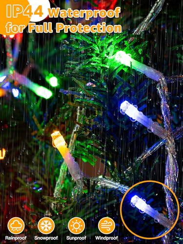 Guhope Christmas String Lights Indoor 1200LED 196FT, Waterproof Outdoor String Lights with Remote and Timer, 8 Modes Dimmable Christmas Lights for Indoor Outdoor Party Holiday Decorations (Multicolor) - color: Multicolor, size: 1200 LED