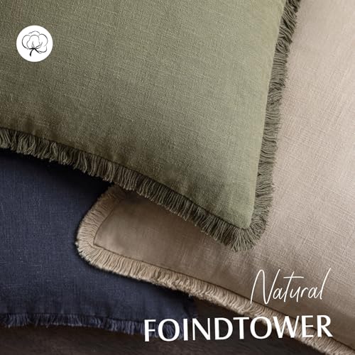 Foindtower Set of 2 Decorative Linen Fringe Throw Pillow Covers Boho Farmhouse Cushion Cover with Tassels Accent Pillowcase for Couch Chair Sofa Bed Living Room Home Decor,16×16 Inch,Tan Beige - color: Semolina, size: 16" x 16" (Pack of 2)