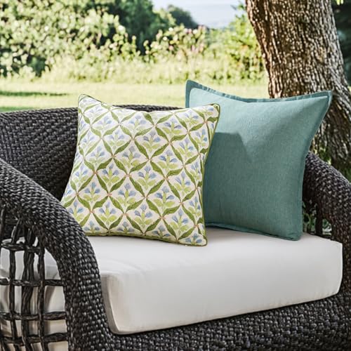 MIULEE Floral Decorative Pillow Covers Set of 2,Block Print Throw Pillowcases Outdoor Boho Farmhouse Vintage Summer Accent Cushion Covers for Couch paito Garden Sofa Bed 18x18 Inch, Green - color: Green, size: 18" x 18" (Pack of 2)