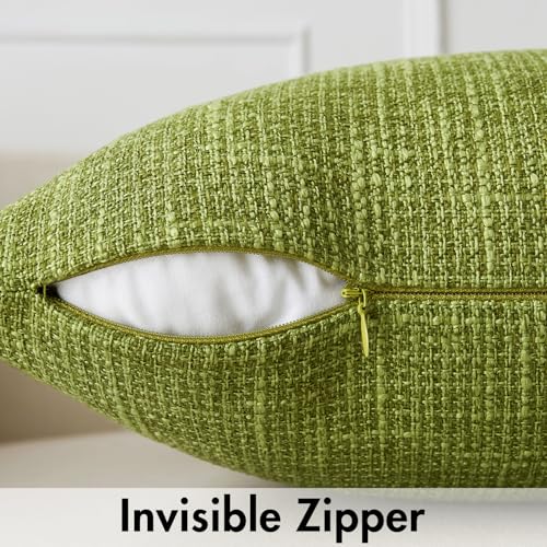 MIULEE 24x24 Inch Euro sham Burlap Linen Spring Pillow Covers Set of 2 - Green Washed Soft Skin-Friendly Texture Decorative Throw Pillows Home Decor for Farmhouse Modern Sofa,Bed,Couch,Patio - color: Green, size: 24" x 24" (Pack of 2)