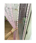 Door String Curtain Flat Silver Ribbon Thread with Shaggy Tassel Room Divider, 39’’x79’’ (Pink-style2) - color: Pink-style2