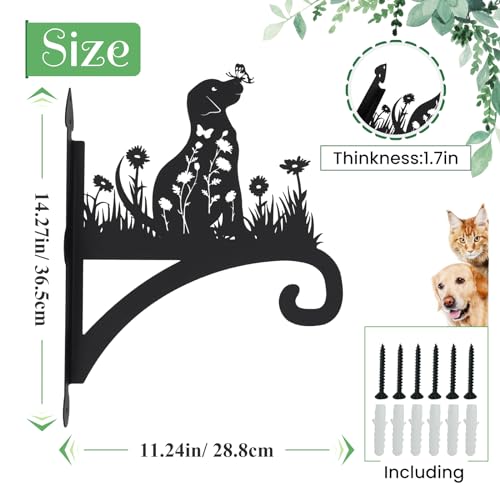 Plant Hangers Outdoor Heavy Duty Iron Decorative Dog Silhouette Plant Hooks for Hanging Baskets 11 inch Hanging Plant Bracket Wall Hooks for Flower Pot Lantern Bird Feeder Wind Chimes - color: Dog