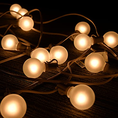 SUNSGNE 25Ft Outdoor Patio Lights G40 Globe String Lights with 27 Frosted White Bulbs, Waterproof Connectable Hanging String Lights for Christmas Patio House Backyard Balcony Party, White Wire - color: Frosted White-White, size: 25 Ft