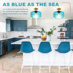Antique Blue Close to Ceiling Fixture, 11 Inch Easy Install Semi Flush Ceiling Light, Glass Ceiling Light for Bathroom Laundry Coastal Apartment Hallway - color: Blue