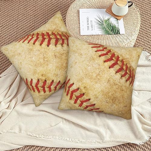 Baseball Throw Pillow Covers 18 X 18 Inch Set of 2 Pillow Cases Decoration Cushion Cover for Sofa Bedroom Living Room Outdoor - color: Baseball