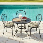 LVTXIII Outdoor Bistro Chair Cushions, 15"x15"x4" Round Patio Chair Cushions, All Weather Tufted Seat Cushions for Patio Furniture Use, Set of 2, Stripe Onyx - color: Stripe Onyx