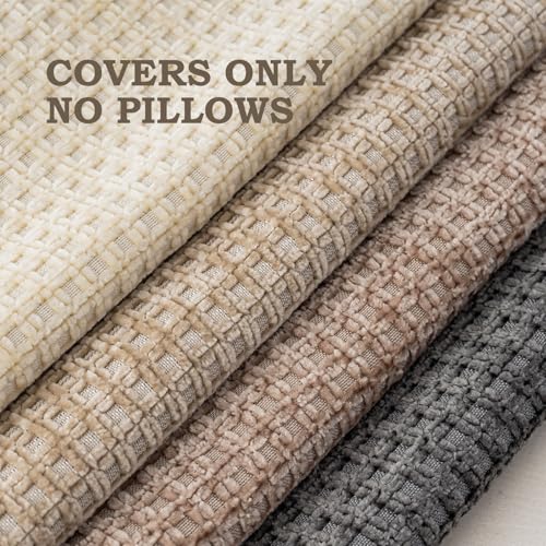 Pack of 4 Throw Pillow Covers 24x24 inch Neutral Boho Cushion Covers Decorative Farmhouse Pillow Covers for Couch Bed Sofa Living Room Home Decor Soft Square Pillowcase - color: Neutral, size: 24" x 24" (Pack of 4)