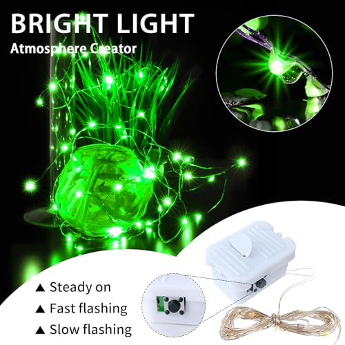 12 Pack Green Fairy Lights Battery Operated, 7ft 20 LED Mini String Twinkle Lights for Christmas St. Patrick's Day Halloween Mason Jars Centerpiece Table Decorations (12, Green) - color: Green
