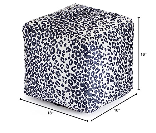 Anji Mountain Artisan Crafted Cotton Blend Pouf Ottoman | Versatile Floor Seating & Footstool for Living Room | Modern Boho Home Décor Accent | Filled Pouffe - color: Obsidian Leopard