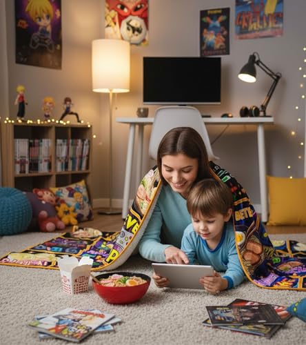 Aipon Anime Ramen Gaming Gamer Blanket 50"x 60", Anime Ramen Lover Gaming Gamer Gifts for Boys Kids Men, Funny Food Game Controller Blankets, Soft Cozy Lightweight Throw Blanket for Girls Women - color: Orange Ramen, size: 50.00'' × 60.00''