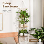 Bamworld Plant Wall Shelf Boho Plant Stand Window Plant Shelf 3 Tier Macrame Plant Hangers Boho Room Decor Hanging Shelf for Bedroom, Living Room, Balcony - size: 3Tier
