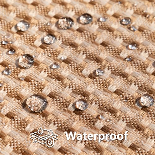 Kevin Textile Outdoor Waterproof Throw Pillow Covers Pack of 2 Weaving Texture Water Resistant Outside Decorative Cushion Covers for Garden Patio Tent Balcony Bench Couch Sofa 16x16 Inch, Light Brown - color: Light Brown, size: 16" x 16" (Pack of 2)