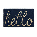 DII Hello Coir Fiber Doormat Non-Slip Durable Outdoor/Indoor, Pet Friendly, 18x30, Navy - color: Navy
