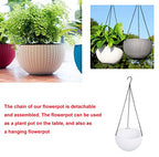 Hanging Basket Plastic Flower Pot Round Resin Garden Hanging Planter for Indoor Outdoor Plants 2 Pack White - color: 8 Inch White
