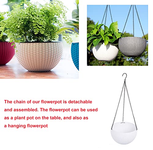 Hanging Basket Plastic Flower Pot Round Resin Garden Hanging Planter for Indoor Outdoor Plants 2 Pack White - color: 8 Inch White