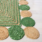 SAFAVIEH Cape Cod Collection 2' 3" x 8' Green / Natural CAP201Y Handmade Boho Braided Jute & Cotton Entryway Foyer Living Room Bedroom Kitchen Runner Rug - color: Green/Natural, size: 2'3" x 8' (Runner)