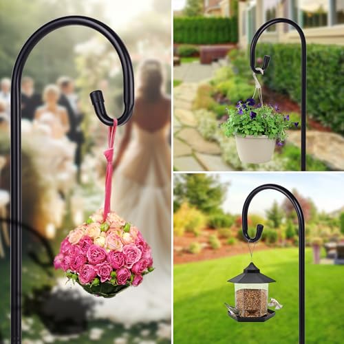Shepherd-Hooks Adjustable for Bird-Feeder Lantern Plant-Hook Garden-Stake - Plant Stand Hanger for Outdoor Flower Basket, Bird Feeder Hanger Weddings Décor - size: 92 INCH, style: B-2 Pack