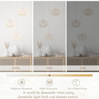 12" Boho White 3-Light Boho Chandeliers for Kitchen Island Hand-Woven Boho Rattan Chandeliers Dimmable Adjustable Hanging Wicker Chandelier for Dining Room Living Room （Bulb Incl.） - color: 11.8" White 3-Light