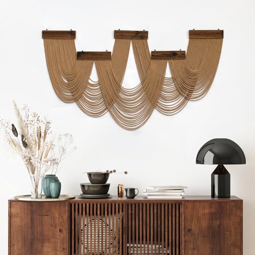 LB Large Macrame Wall Hanging, Brown Boho Tapestry Wall Hanging Macrame Wall Art Handmade Yarn Woven Wall Art Modern Home Decor Headboard Wall Decor for Bedroom Living Room Dorm Nursery, 53x28 Inch - color: Brown