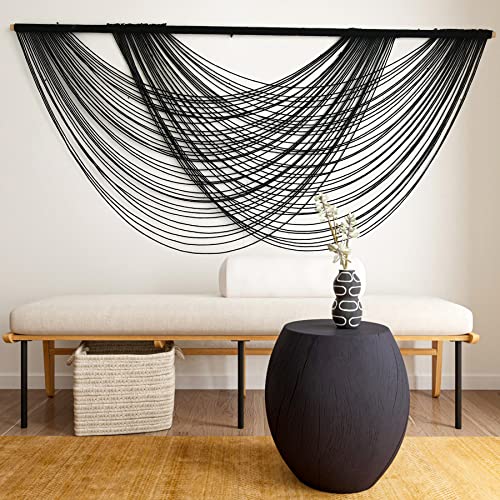 Flber Macrame Wall Hanging Black Boho Wall Decor Large Boho Yarn Tapestry Living Room Bedroom Home Wall Decor 57" W x27 L
