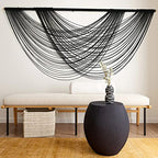 Flber Macrame Wall Hanging Black Boho Wall Decor Large Boho Yarn Tapestry Living Room Bedroom Home Wall Decor 57" W x27 L