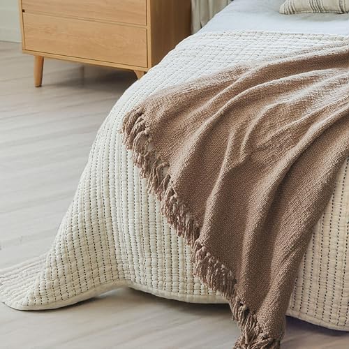 Oasis Driftwood Weave Throw Blanket 55x60, Grey 100% Cotton Decorative Sofa and Bed Blanket, Lightweight All-Season Throw, Handwoven in India, Oeko-TEX Certified Luxury - color: Brown, size: Throw (55" x 60")