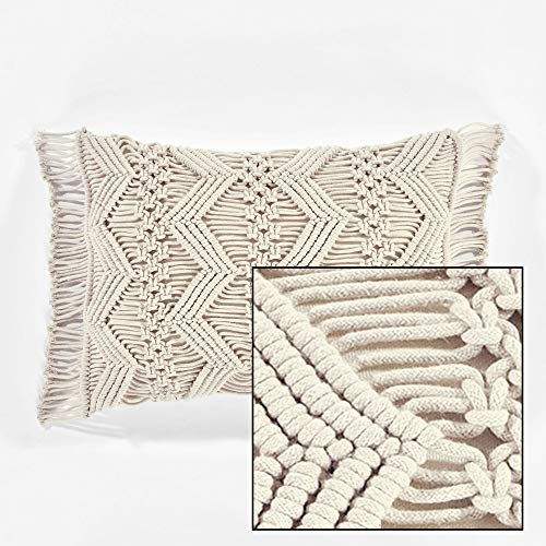 Lush Decor Studio Chevron Macrame Decorative Throw Pillow Cover, 20" W x 13" L, Neutral - Rectangle Pillow Cover - Throw Pillows For Bed, Couch, Or Chair - color: Neutral