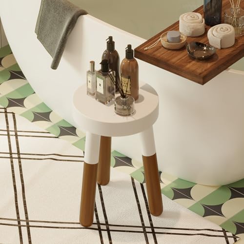 LitaEther 9" Reverse Dipped Wood Plant Stand, Wood Accent Stool,Milking Stool Set (12"+16" Tall) - size: 12"+16" Tall