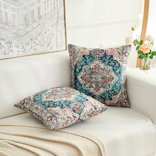 Boho Throw Pillow Covers 24x24 inch Set of 2,Boho Vintage Carpet Pattern Antique Ethnic Decor Double Sided Pattern Cushion Cover Soft Pillow Case Living Sofa Room Bed Square Pillow Cover - color: Boho-11, size: 24" x 24" (Pack of 2)