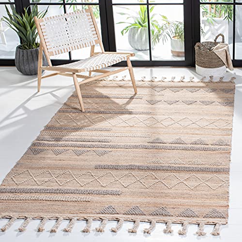 SAFAVIEH Natura Collection Accent Rug - 3' x 5', Natural & Beige, Flat Weave Boho Braided Tassel Jute & Wool Design, Ideal for High Traffic Areas in Entryway, Living Room, Bedroom (NAT278A) - size: 3' x 5' (Rectangular)