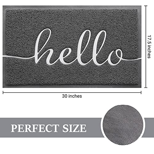 Door Mat (30"x17.5",Dark Grey), Welcome Mat Low Profile Front Doormat Non Slip Mats for Entryway, Patio, High Traffic Areas - color: Dark Grey-hello, size: 1'6" x 2'6" (Rectangular)