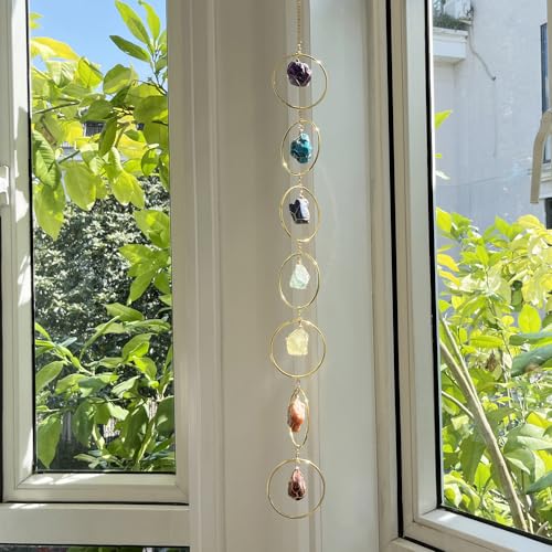 Healing Crystal Energy Wind Chime, Crystals Decor, Meditation Home Decoration, Gem Wall Decoration, Birthday Gift, Colorful Sunshine Catcher