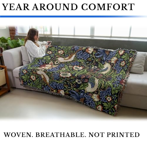 Pure Country Weavers William Morris Strawberry Thief Blanket - Arts & Crafts - Gift Tapestry Throw Woven from Cotton - Made in the USA (72x54) - color: Original, size: Large