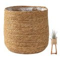 Seagrass Flower Pot, Woven Planter Basket for Indoor Plants, Decorative Plant Pot with Plastic Liner, Decorative Basket Planter for Home Decor (23 cm)