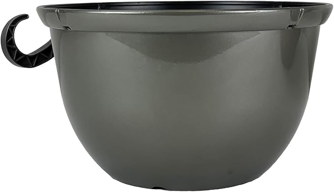 The HC Companies 11 Inch Hanging Metallic Planter - Round Hanging Basket for Indoor Outdoor Plants, Pewter (Pack of 2)