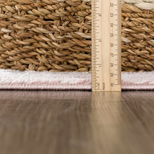 Hauteloom Isidore Boho Vintage Floral Area Rug - Farmhouse Traditional Medallion Carpet for Living Room, Bedroom, Dining Room - High Pile - Pale Pink, Peach, Cream, Blush - 5'2" x 7' - color: Pink, Gray / Zora, size: 5'2" x 7' (Rectangular)