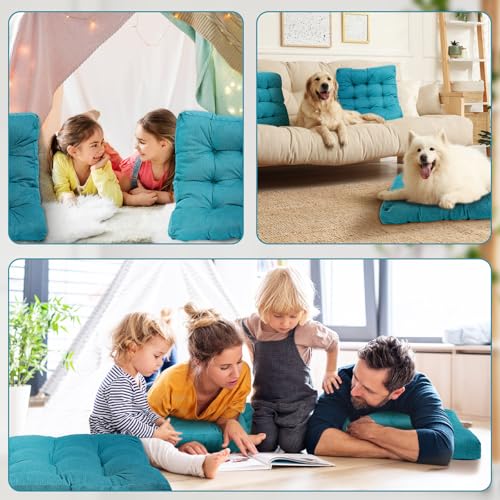 Jerify Floor Pillow Cushions Large Round Square Large Meditation Floor Pillow for Classroom Adult Meditation Picnic Party Seating Learning Daycare School(Square,Blue,4 Pcs) - color: Blue, size: Square