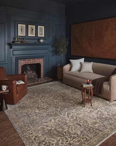 Loloi Magnolia Home by Joanna Gaines Junie Collection JUE-01 Blue/Natural 5'-3" x 7'-6", .38" Pile Height, Area Rug - color: Blue / Natural, size: 5'3" x 7'6" (Rectangular)