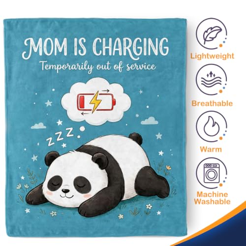 Aimego Mom is Charging Throw Blanket 50x60 Inch Funny Panda Design Soft Flannel Fleece Blanket for Mom Gift for Mother Birthday Mothers Day Christmas Couch Sofa Bed Home Decor - color: A-tter Blanket