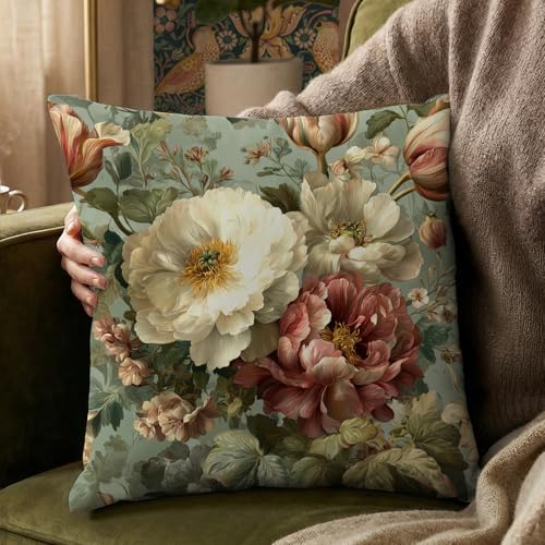 YOU FOUND ME Boho Throw Pillow Covers 18x18 Inch, Vintage Bohemian Carpet Print Pillowcase, Soft Decorative Cushion Cover for Couch Sofa Bedroom Living Room Decor (White&Pink) - color: White&pink