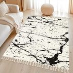 Boho Area Rug Distress Grunge Texture Seamless Pattern Halftone Old Retro Background Tassels Rug Linen Woven Carpet Runner Mat Pad 3'x5' Minimalist Home Decor for Living Room Bedroom Hallway Patio