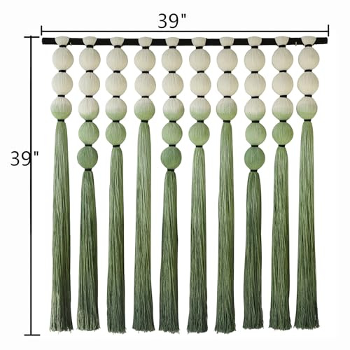 IOWER Macramé Wall Hanging Macrame Wall Decor Green Dip Dye 39" Wx39 L Sphericity Cotton Textile Wall Art Large Art Yarn Wall Hanging For Living Room Wedding - color: Green